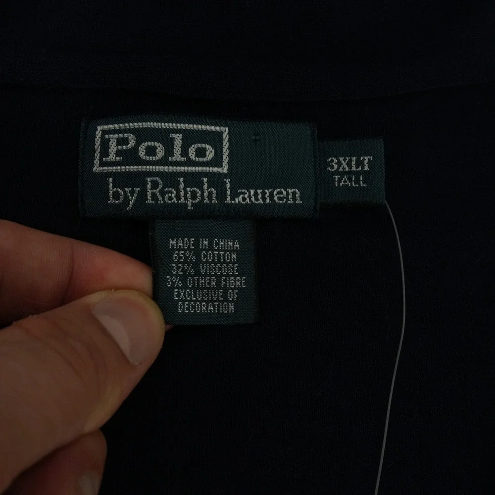 Polo Ralph Lauren Pullover Sweater Mens 3XLT Navy Blue 1/4 Zip Elbow Patch NWT